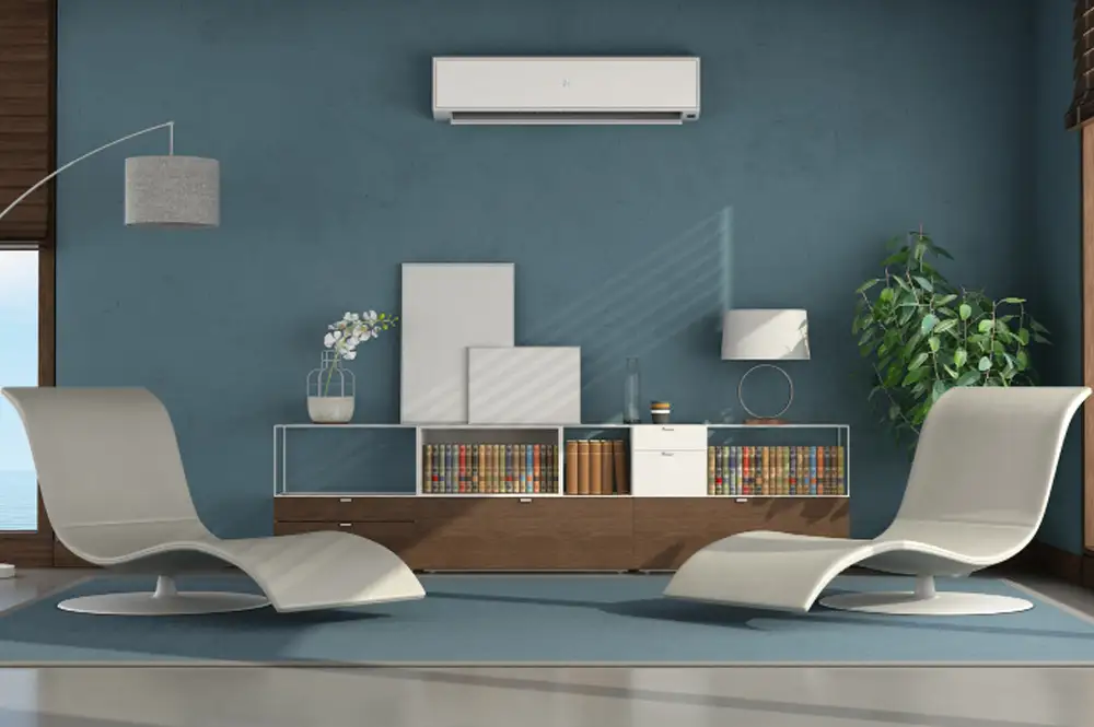 Une climatisation dans un salon. Comment réduire l'humidité dans une pièce grâce à la climatisation ?